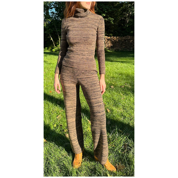 Mara Hoffman Climate+ Wool Pant & Turtleneck Sweater Black Camel Space Knit XXS - Picture 4 of 16